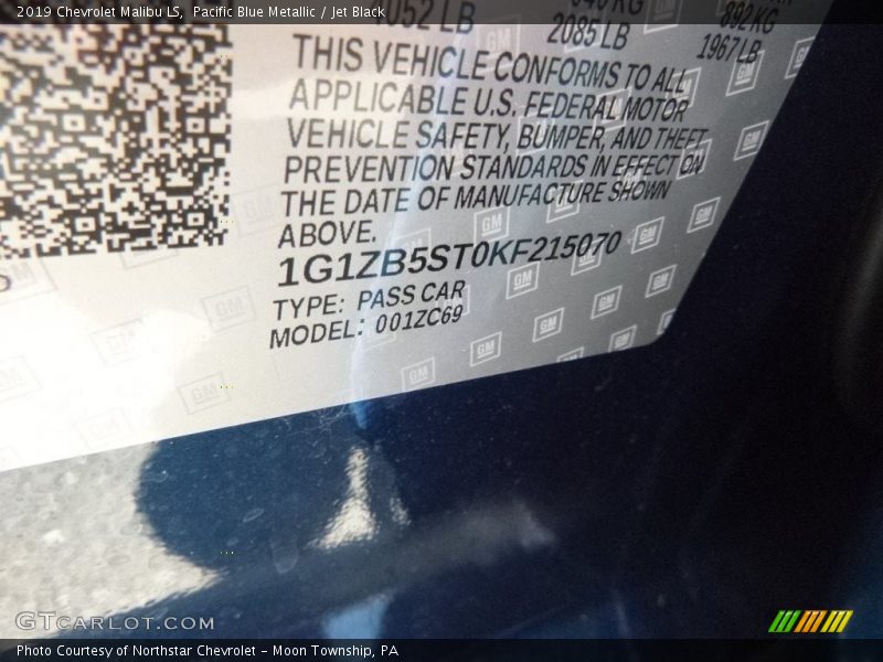 Pacific Blue Metallic / Jet Black 2019 Chevrolet Malibu LS