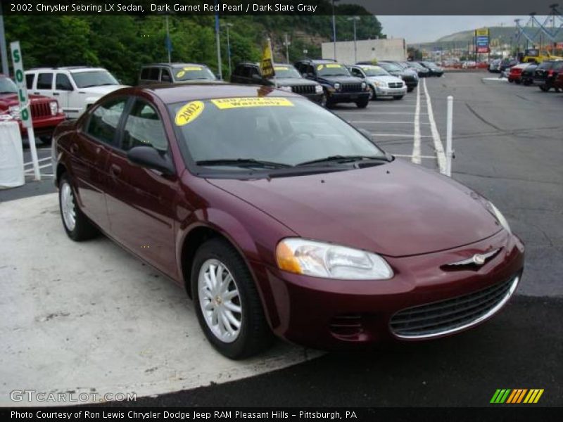 Dark Garnet Red Pearl / Dark Slate Gray 2002 Chrysler Sebring LX Sedan