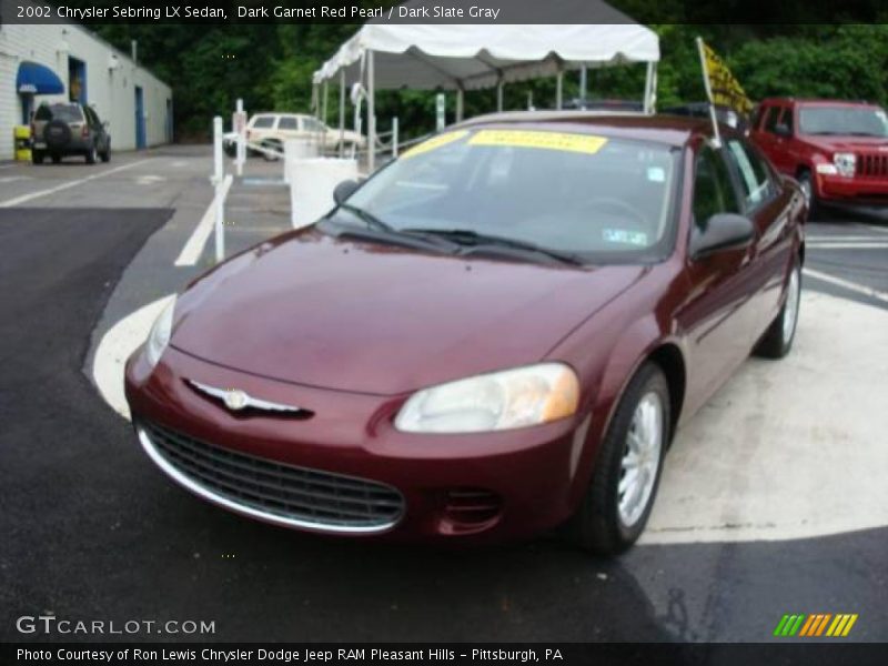 Dark Garnet Red Pearl / Dark Slate Gray 2002 Chrysler Sebring LX Sedan