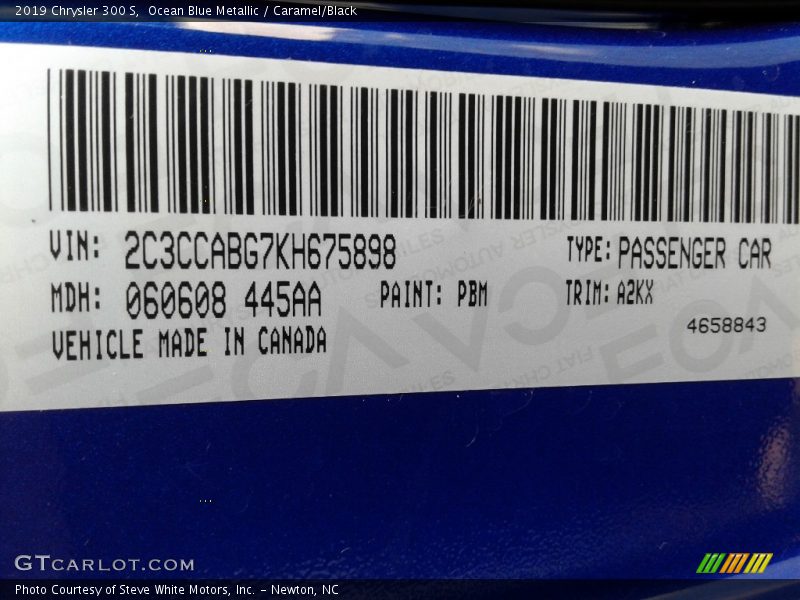 2019 300 S Ocean Blue Metallic Color Code PBM