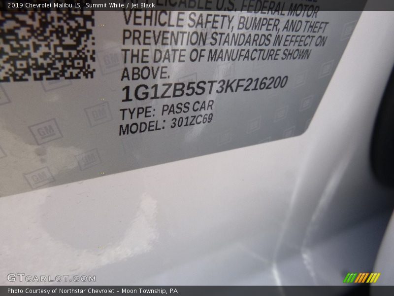 Summit White / Jet Black 2019 Chevrolet Malibu LS