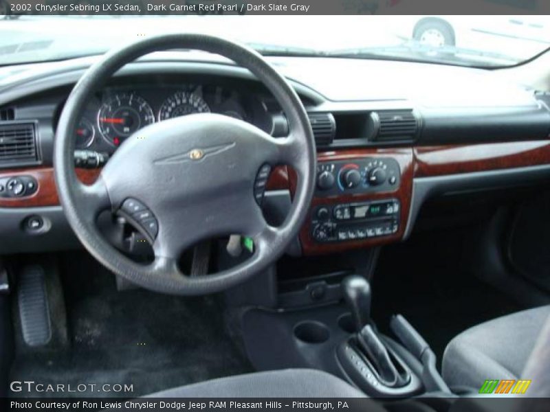Dark Garnet Red Pearl / Dark Slate Gray 2002 Chrysler Sebring LX Sedan