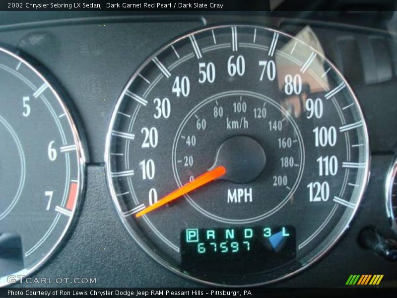 Dark Garnet Red Pearl / Dark Slate Gray 2002 Chrysler Sebring LX Sedan