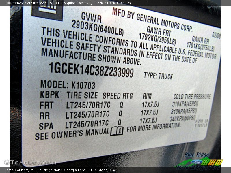 Black / Dark Titanium 2008 Chevrolet Silverado 1500 LS Regular Cab 4x4