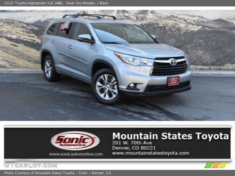 Silver Sky Metallic / Black 2015 Toyota Highlander XLE AWD