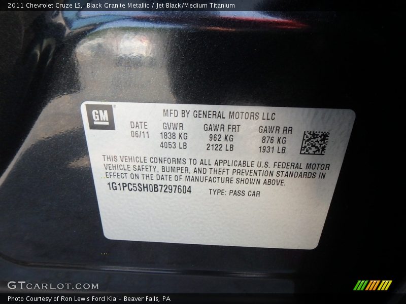 Black Granite Metallic / Jet Black/Medium Titanium 2011 Chevrolet Cruze LS