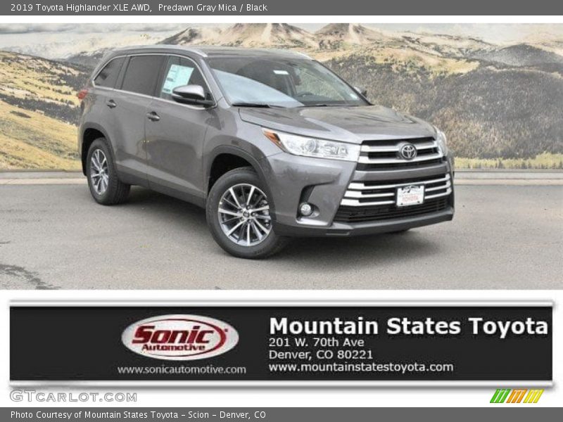 Predawn Gray Mica / Black 2019 Toyota Highlander XLE AWD