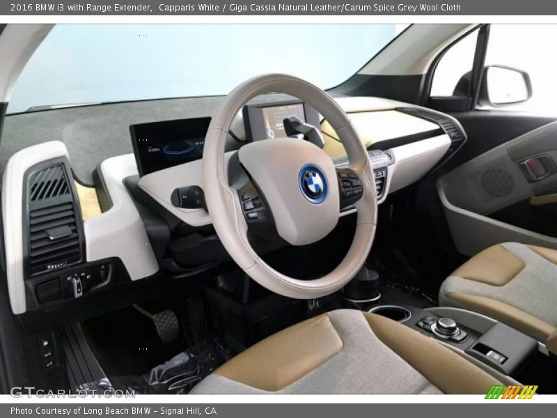 Capparis White / Giga Cassia Natural Leather/Carum Spice Grey Wool Cloth 2016 BMW i3 with Range Extender