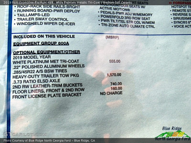 White Platinum Metallic Tri-Coat / Medium Soft Ceramic 2019 Ford Expedition Platinum 4x4