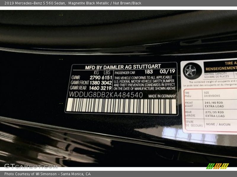 Magnetite Black Metallic / Nut Brown/Black 2019 Mercedes-Benz S 560 Sedan