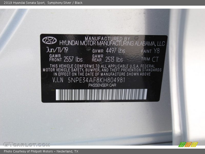 Symphony Silver / Black 2019 Hyundai Sonata Sport