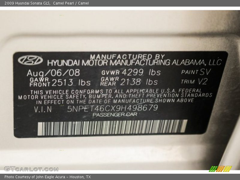 Camel Pearl / Camel 2009 Hyundai Sonata GLS