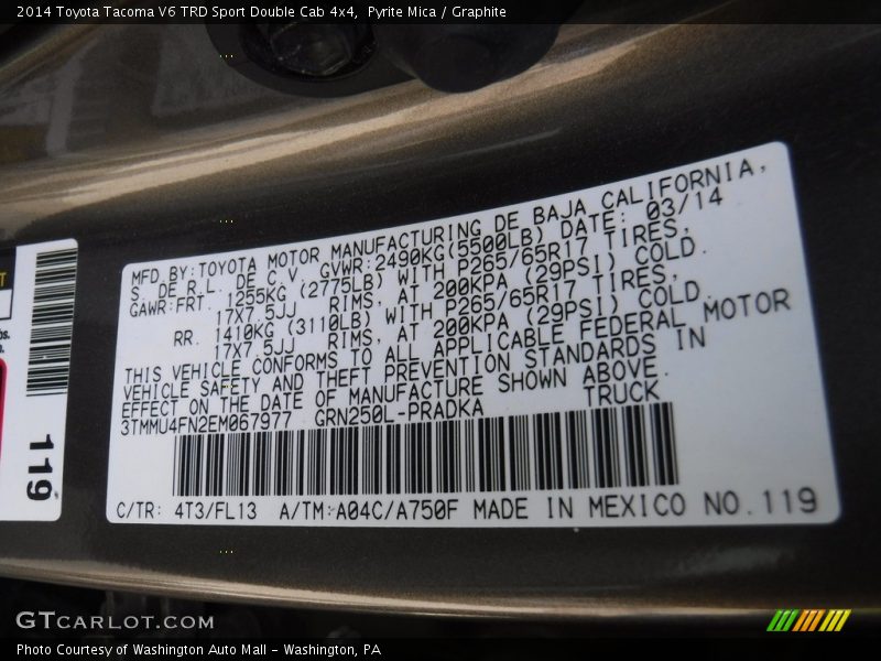 Pyrite Mica / Graphite 2014 Toyota Tacoma V6 TRD Sport Double Cab 4x4