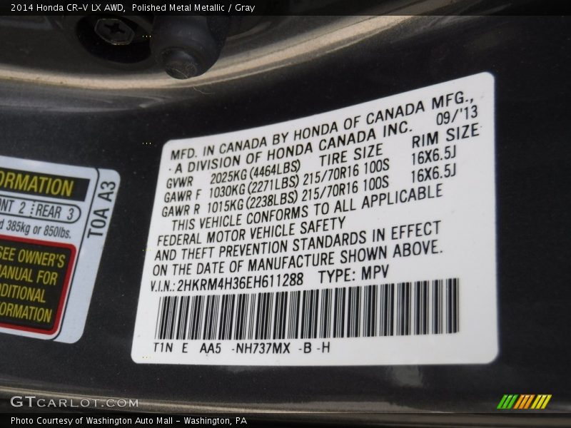 Polished Metal Metallic / Gray 2014 Honda CR-V LX AWD