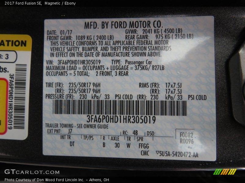 Magnetic / Ebony 2017 Ford Fusion SE