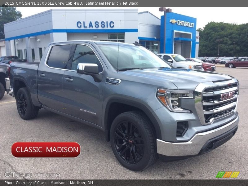 Satin Steel Metallic / Jet Black 2019 GMC Sierra 1500 SLE Crew Cab 4WD