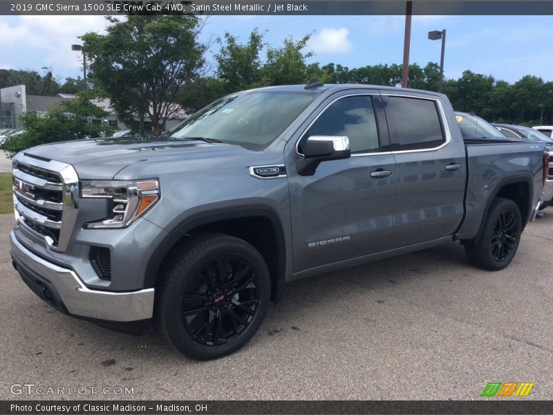 Satin Steel Metallic / Jet Black 2019 GMC Sierra 1500 SLE Crew Cab 4WD