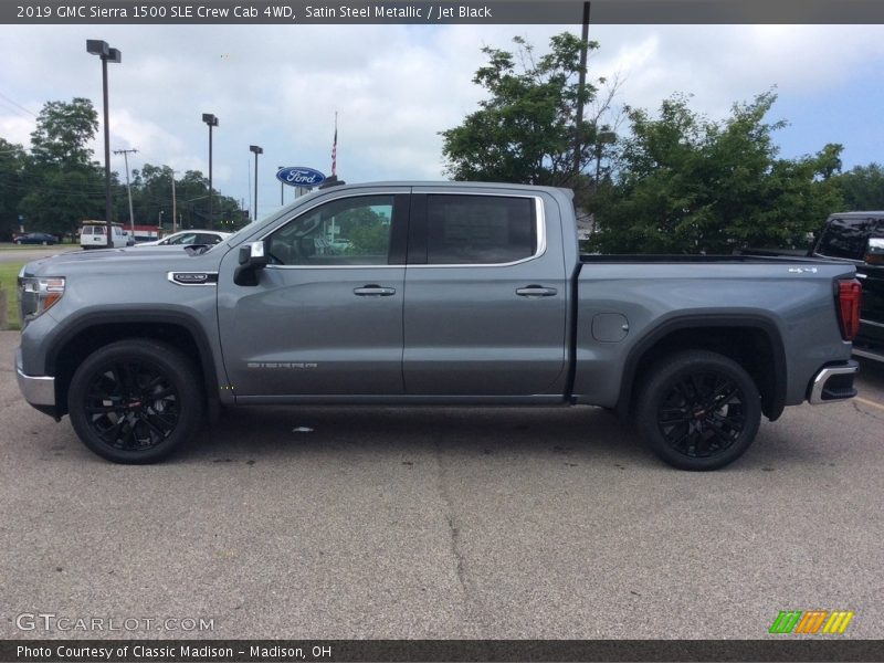 Satin Steel Metallic / Jet Black 2019 GMC Sierra 1500 SLE Crew Cab 4WD