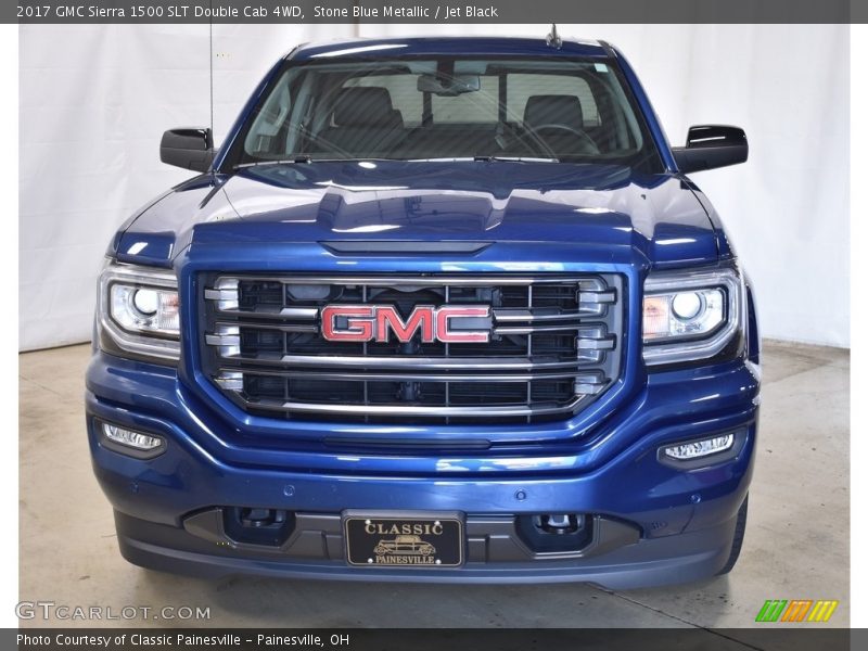 Stone Blue Metallic / Jet Black 2017 GMC Sierra 1500 SLT Double Cab 4WD