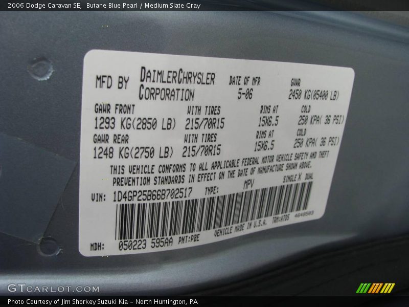 Butane Blue Pearl / Medium Slate Gray 2006 Dodge Caravan SE