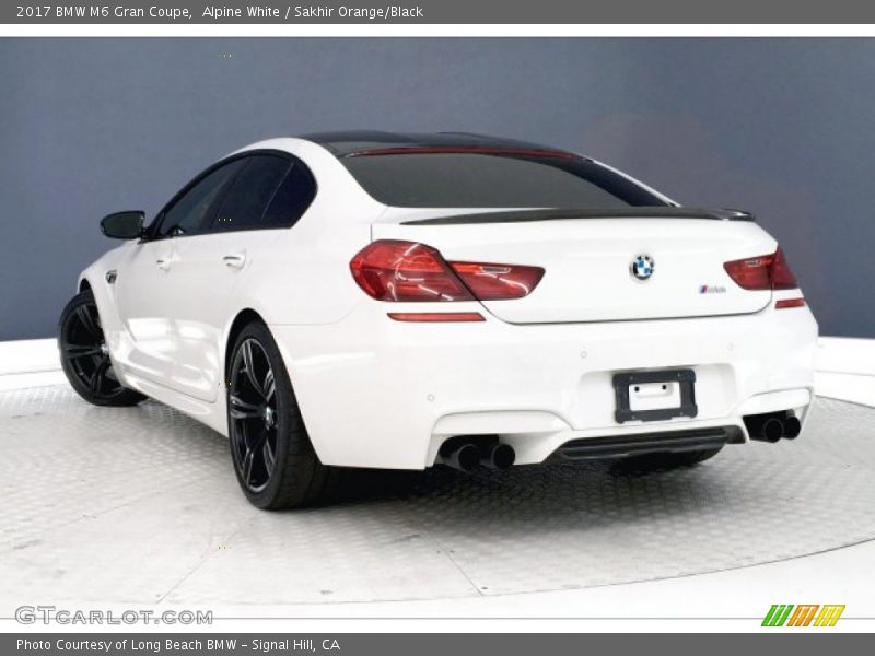 Alpine White / Sakhir Orange/Black 2017 BMW M6 Gran Coupe