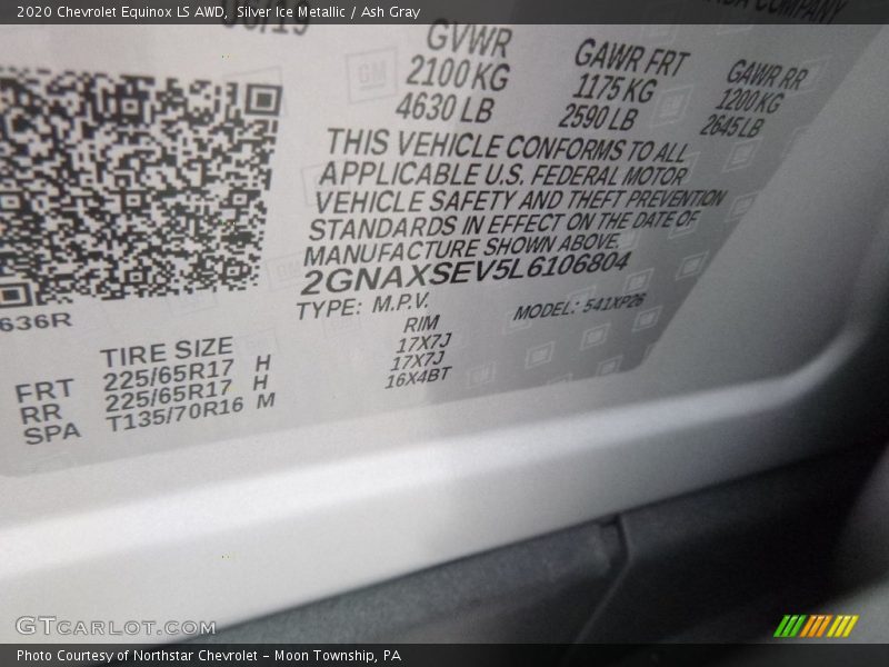 Silver Ice Metallic / Ash Gray 2020 Chevrolet Equinox LS AWD