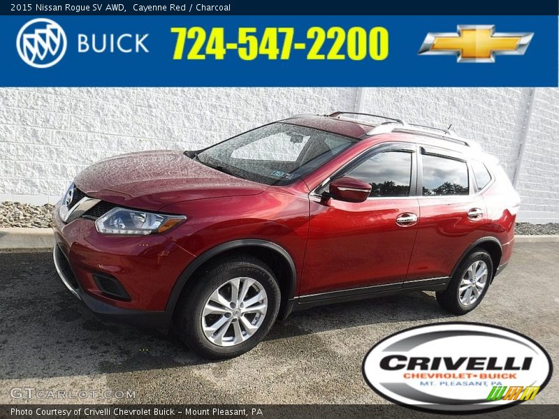 Cayenne Red / Charcoal 2015 Nissan Rogue SV AWD
