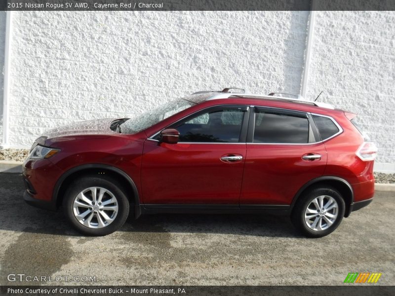 Cayenne Red / Charcoal 2015 Nissan Rogue SV AWD