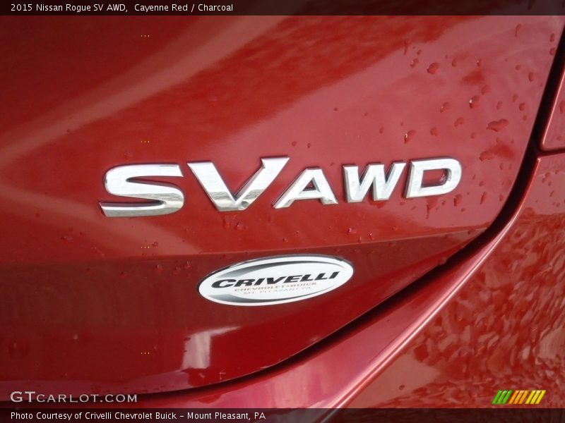 Cayenne Red / Charcoal 2015 Nissan Rogue SV AWD