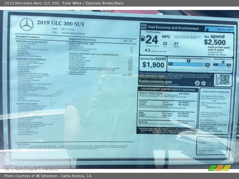 Polar White / Espresso Brown/Black 2019 Mercedes-Benz GLC 300