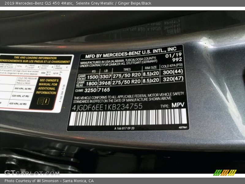 Selenite Grey Metallic / Ginger Beige/Black 2019 Mercedes-Benz GLS 450 4Matic