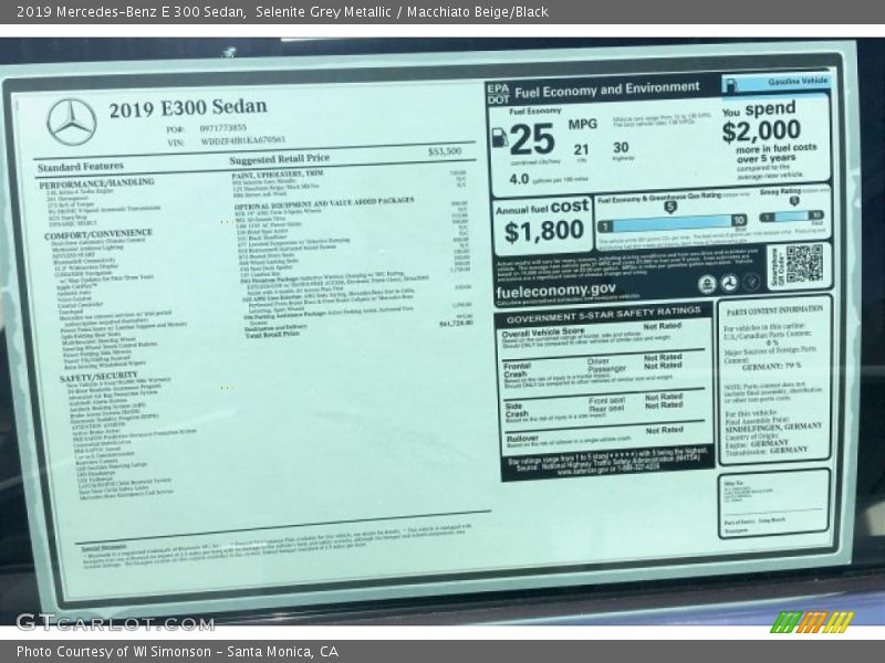 Selenite Grey Metallic / Macchiato Beige/Black 2019 Mercedes-Benz E 300 Sedan