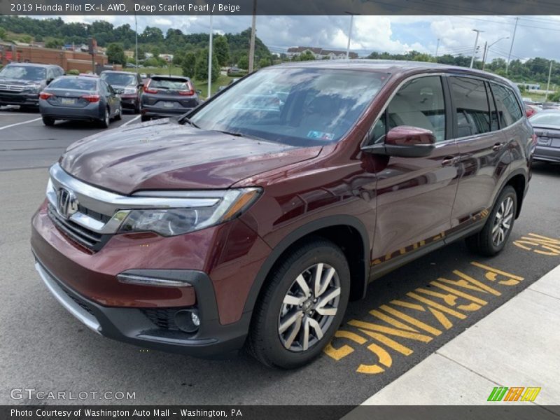 Deep Scarlet Pearl / Beige 2019 Honda Pilot EX-L AWD
