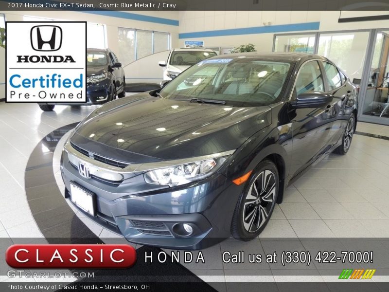 Cosmic Blue Metallic / Gray 2017 Honda Civic EX-T Sedan