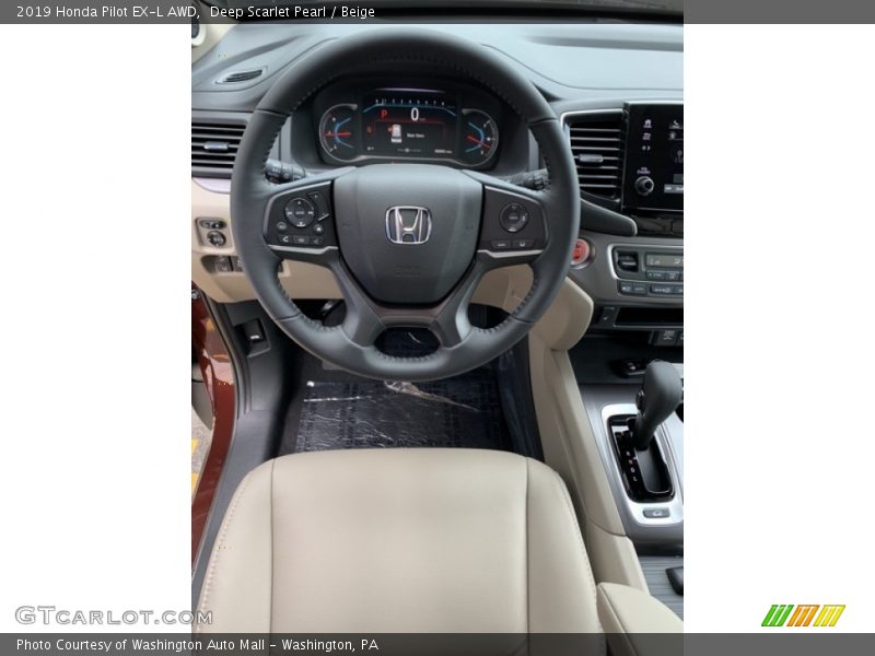 Deep Scarlet Pearl / Beige 2019 Honda Pilot EX-L AWD