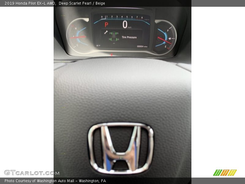 Deep Scarlet Pearl / Beige 2019 Honda Pilot EX-L AWD