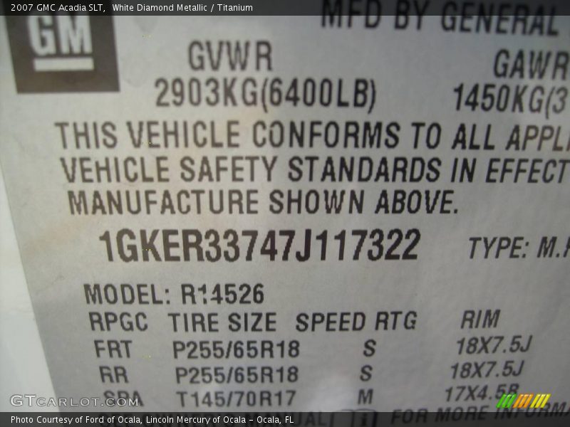 White Diamond Metallic / Titanium 2007 GMC Acadia SLT