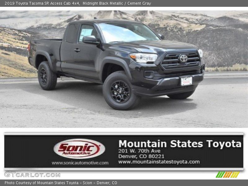 Midnight Black Metallic / Cement Gray 2019 Toyota Tacoma SR Access Cab 4x4