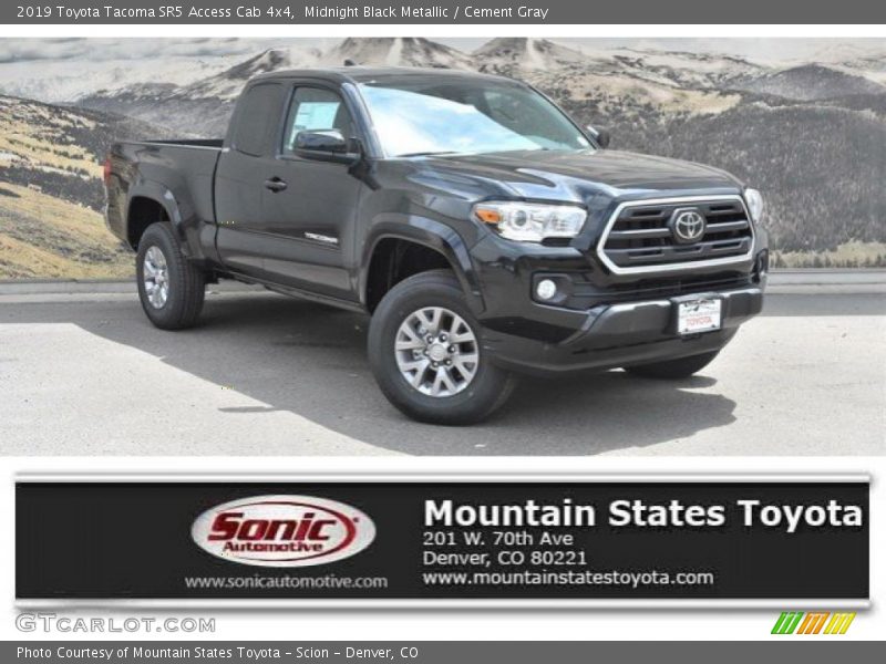 Midnight Black Metallic / Cement Gray 2019 Toyota Tacoma SR5 Access Cab 4x4