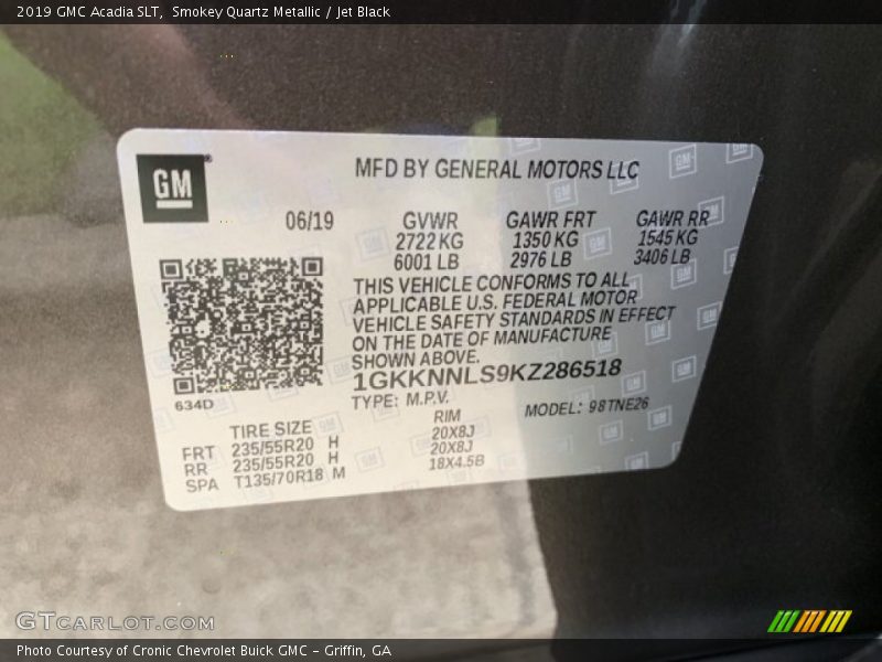 Smokey Quartz Metallic / Jet Black 2019 GMC Acadia SLT