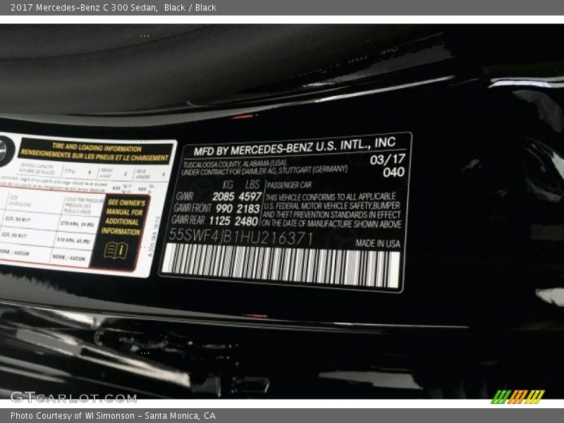 Black / Black 2017 Mercedes-Benz C 300 Sedan