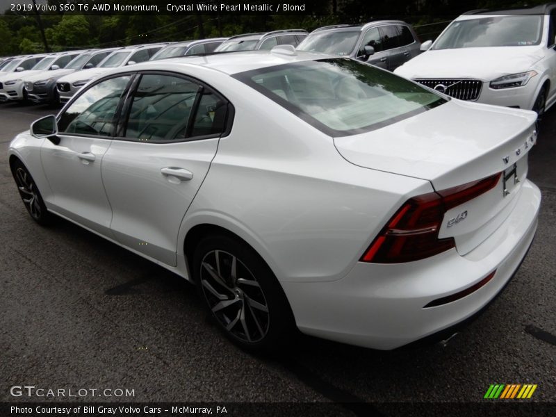 Crystal White Pearl Metallic / Blond 2019 Volvo S60 T6 AWD Momentum