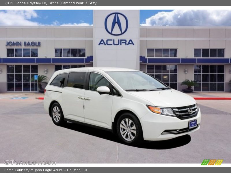 White Diamond Pearl / Gray 2015 Honda Odyssey EX