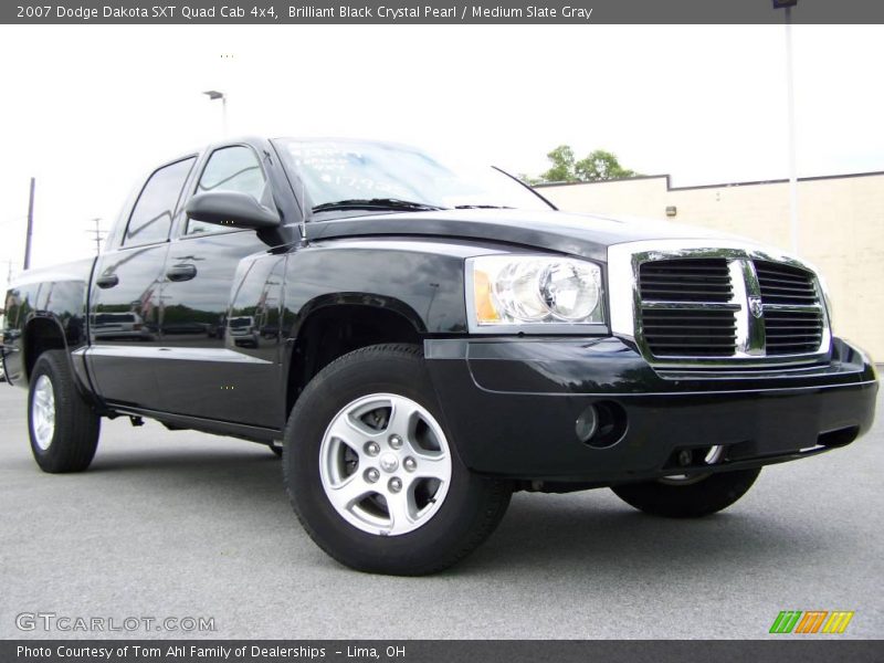 Brilliant Black Crystal Pearl / Medium Slate Gray 2007 Dodge Dakota SXT Quad Cab 4x4
