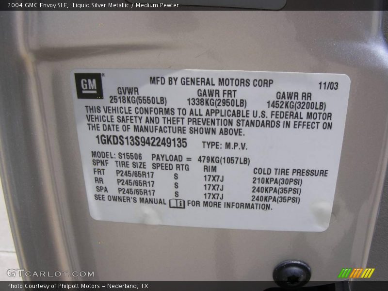 Liquid Silver Metallic / Medium Pewter 2004 GMC Envoy SLE