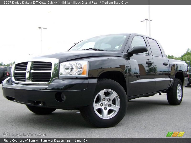 Brilliant Black Crystal Pearl / Medium Slate Gray 2007 Dodge Dakota SXT Quad Cab 4x4
