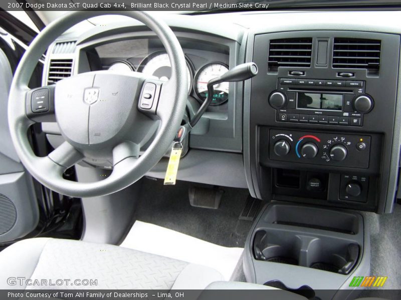 Brilliant Black Crystal Pearl / Medium Slate Gray 2007 Dodge Dakota SXT Quad Cab 4x4