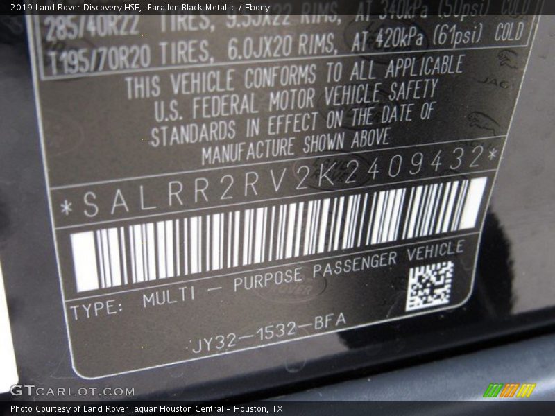 Farallon Black Metallic / Ebony 2019 Land Rover Discovery HSE
