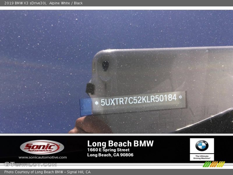 Alpine White / Black 2019 BMW X3 sDrive30i
