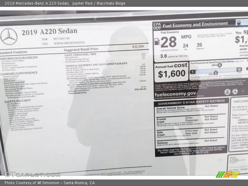 Jupiter Red / Macchiato Beige 2019 Mercedes-Benz A 220 Sedan